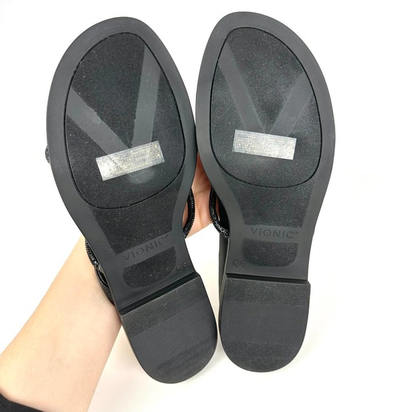 Vionic Prism Sandals Leather Crystal Orthotic Black NWOB Size 7.5M - Picture 9 of 12